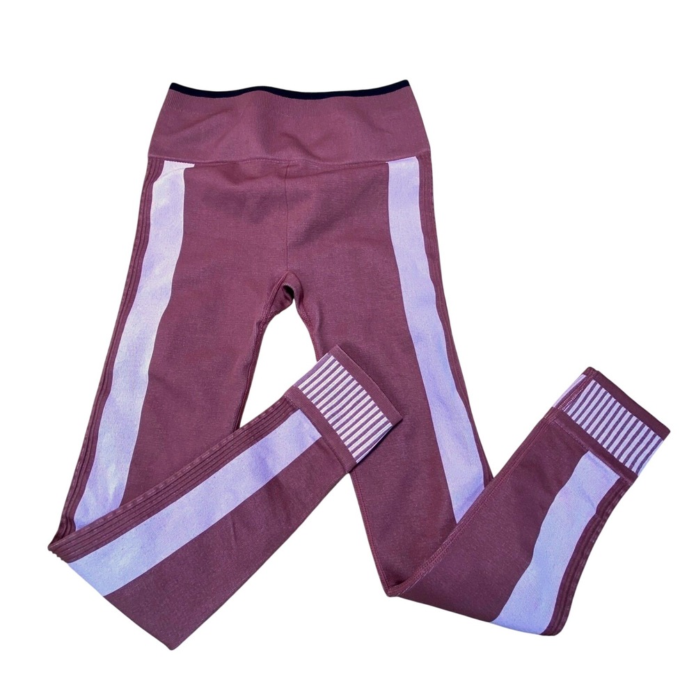 Fabletics Women's Seamless Stripe High Rise Leggings Mauve Small‎